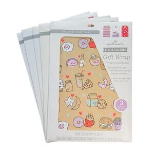 Hallmark Valentines Day 5-Pack Gift Wrap Sheets/Tags Better Together New